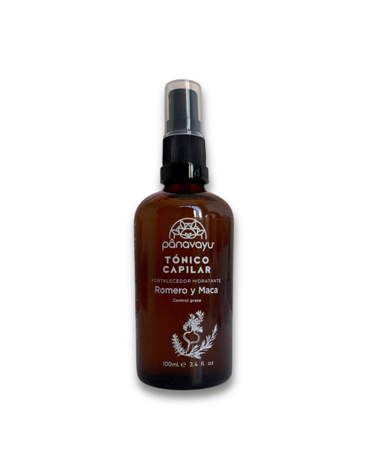 Tónico capilar Panavayu con romero y maca, presentación 100 ml, marca colombiana