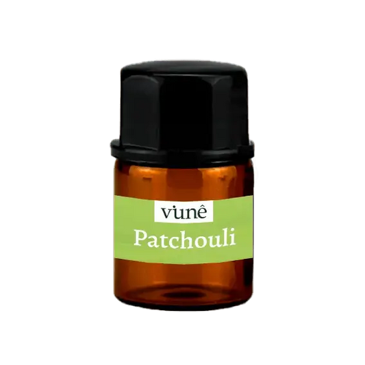 Aceite esencial de pachuli Vuné en sus tres tamaños: 2ml, 5ml y 10ml