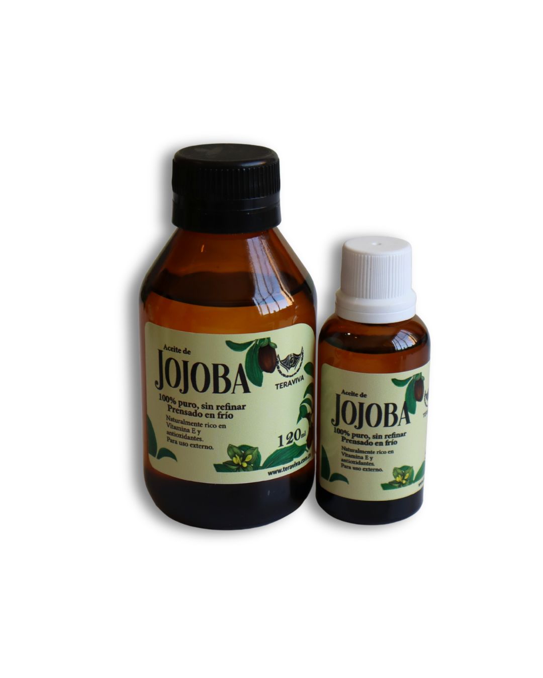 Aceite de jojoba en presentaciones de 30ml y 120ml con flores