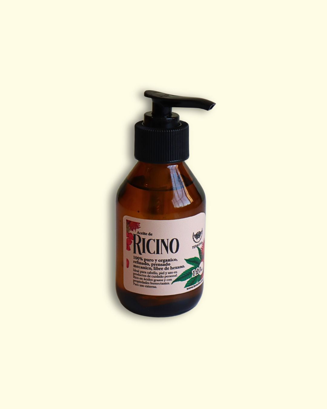 Aceite de ricino para cabello seco frasco ámbar