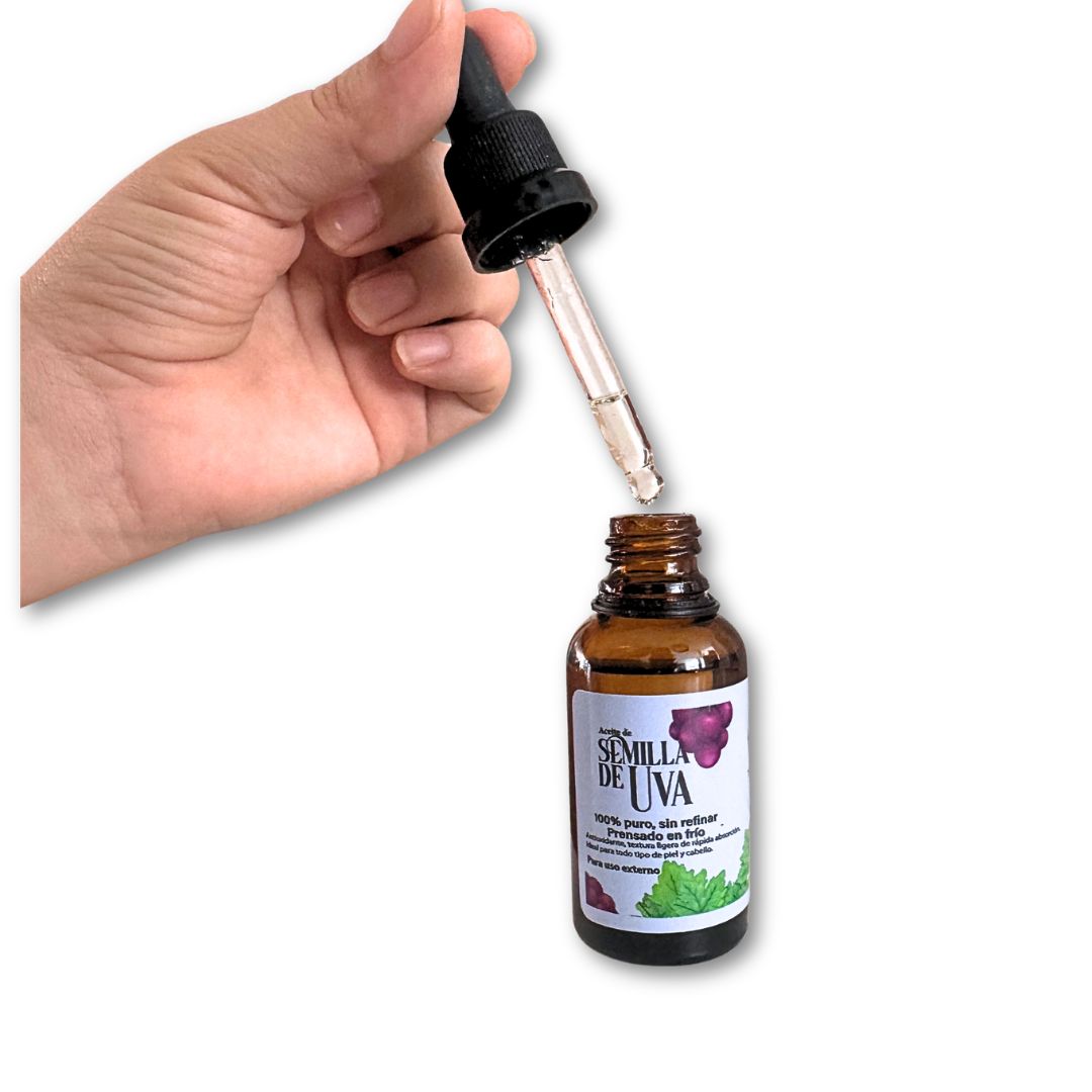ceite de semilla de uva con gotero para uso facial