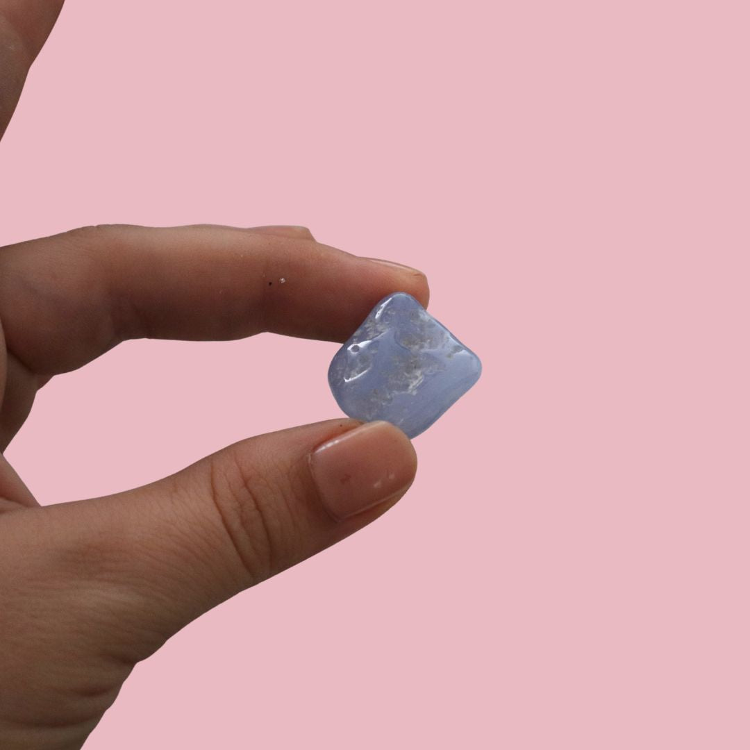 Ágata blue lace pulida, piedra de calma en pieza única