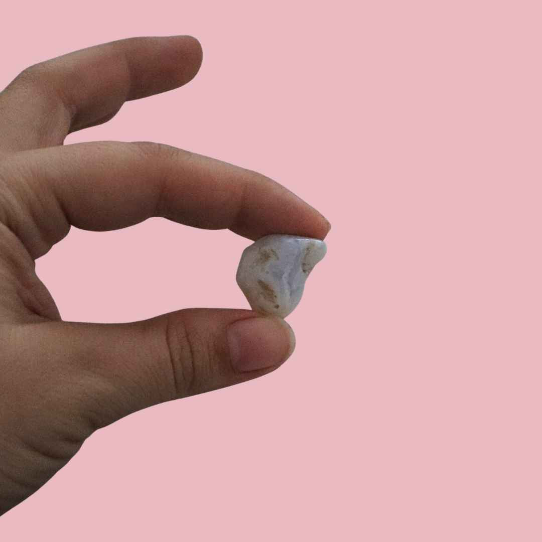 Ágata blue lace pulida, piedra de calma en pieza única
