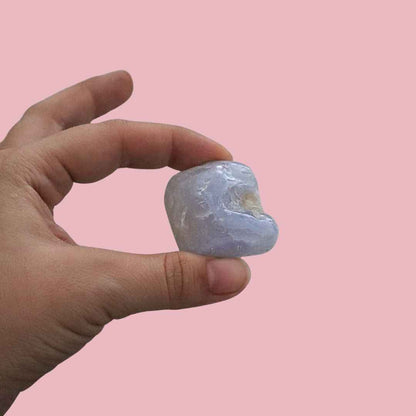 Ágata blue lace pulida, piedra de calma en pieza única