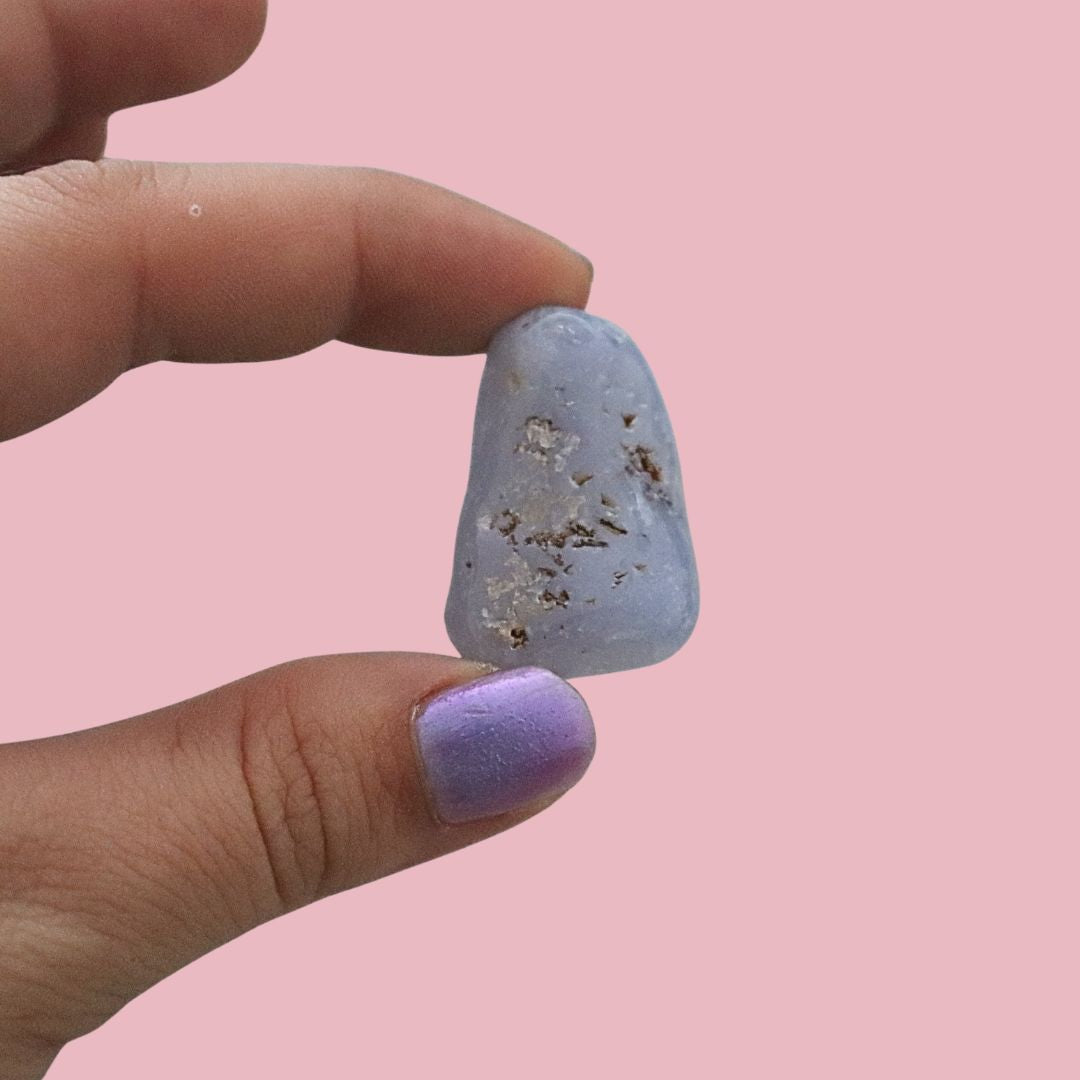 Ágata blue lace pulida, piedra de calma en pieza única