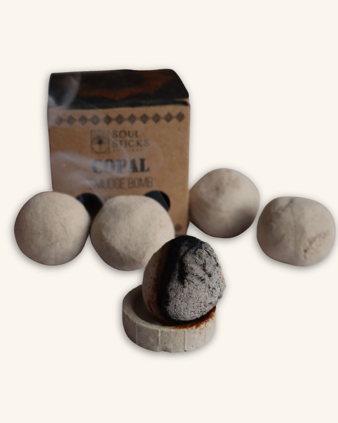 Bolitas de copal con disco de ceramica incluido en caja x5 Teraviva