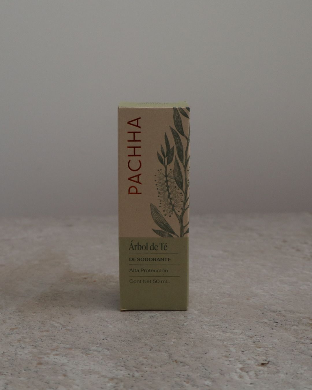 Empaque desodorante natural árbol de té Pachha 50 ml