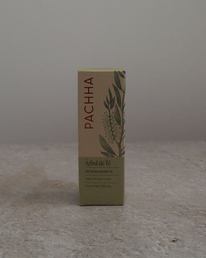 Empaque desodorante natural árbol de té Pachha 50 ml