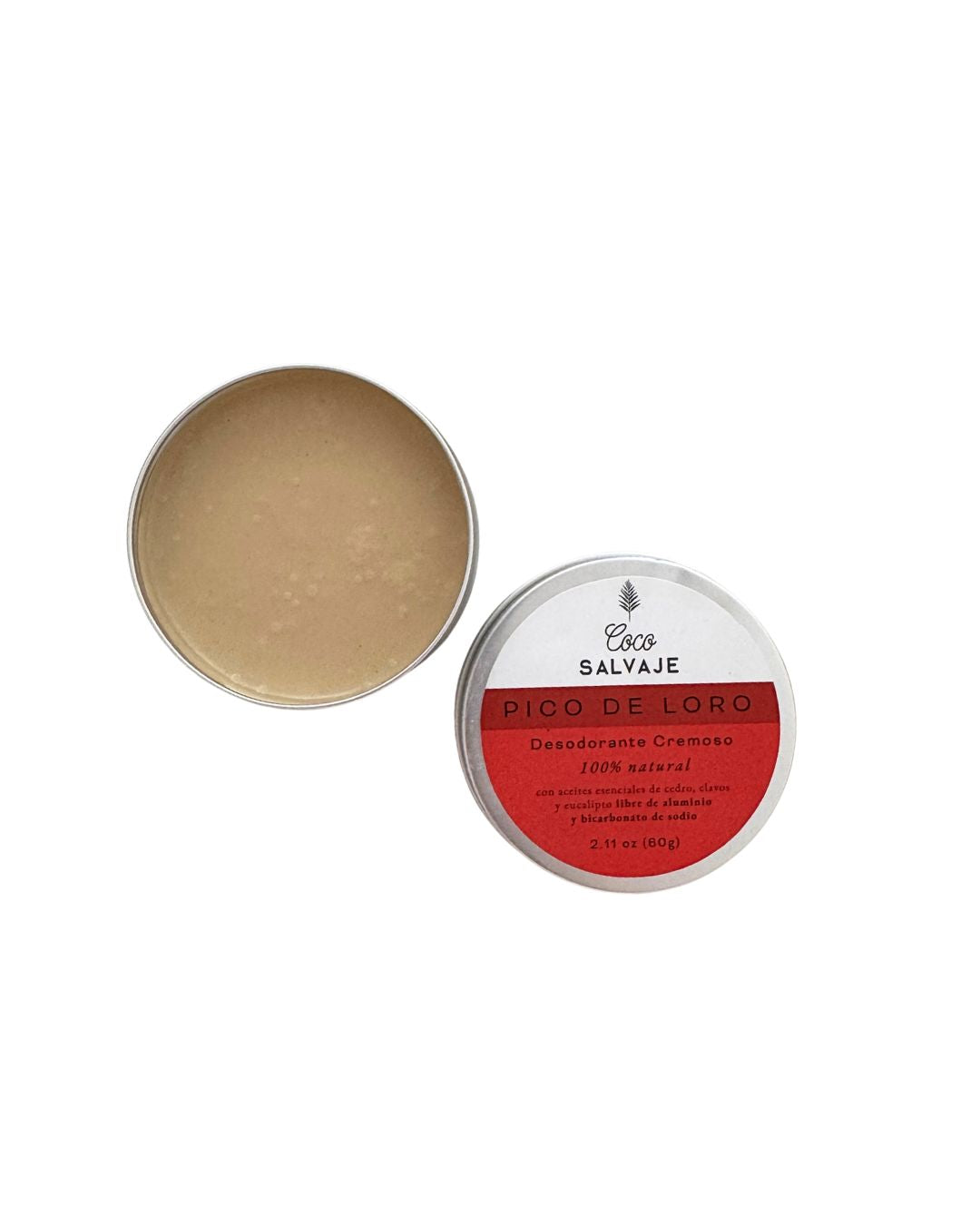 Tarro de desodorante natural Pico de Loro Coco Salvaje sin aluminio ni alcohol