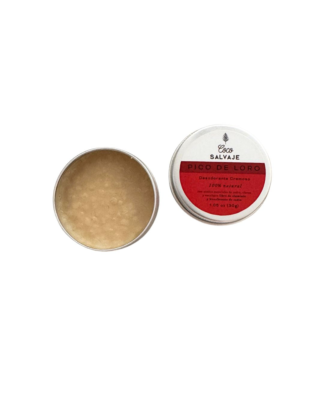 Desodorante Pico de Loro Coco Salvaje con producto en crema visible