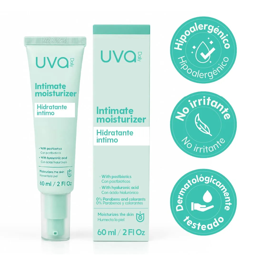 Hidratante íntima UVA 60ml caja y tubo fondo blanco
