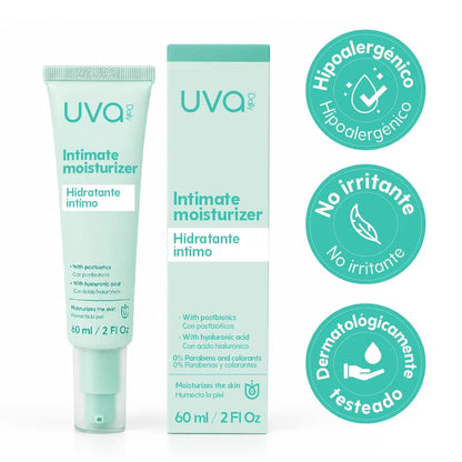 Hidratante íntima UVA 60ml caja y tubo fondo blanco
