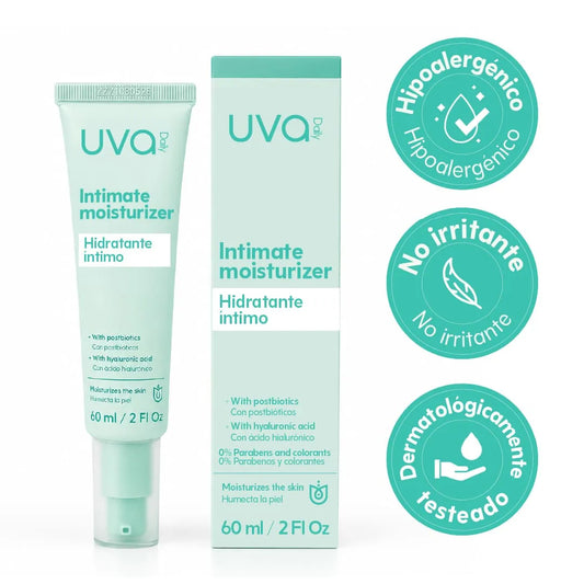 Hidratante íntima UVA 60ml caja y tubo fondo blanco