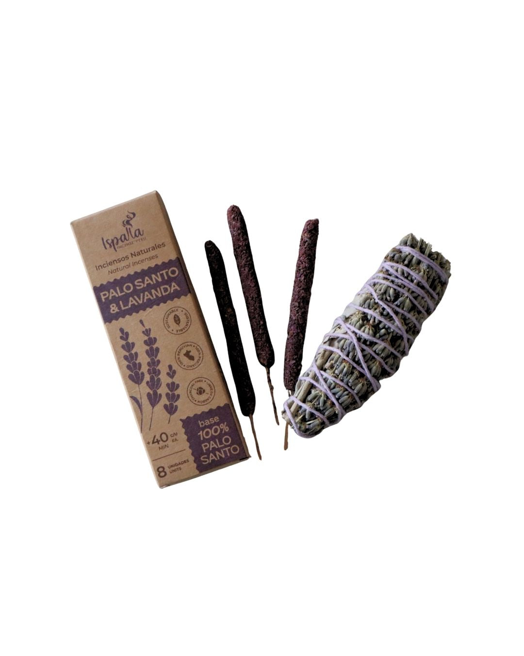 Incienso de salvia blanca con lavanda francesa en caja, para limpieza energética