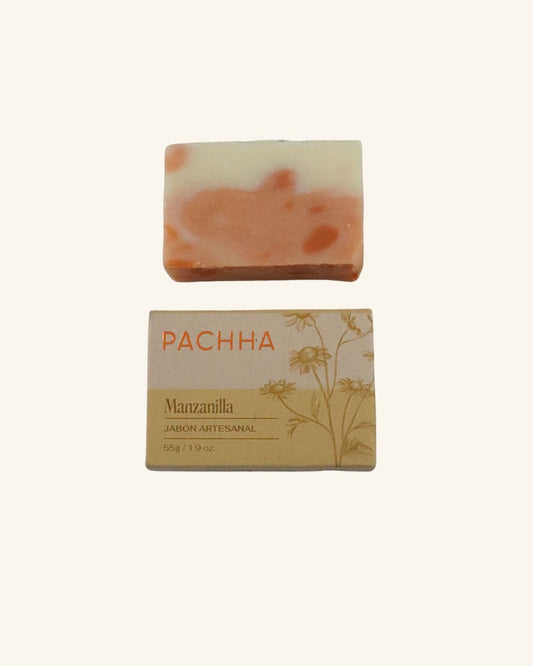 Barra de jabón facial de manzanilla natural con empaque