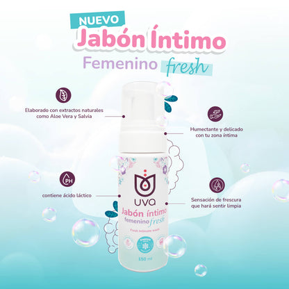 Textura en espuma del jabón íntimo Uva Fresh