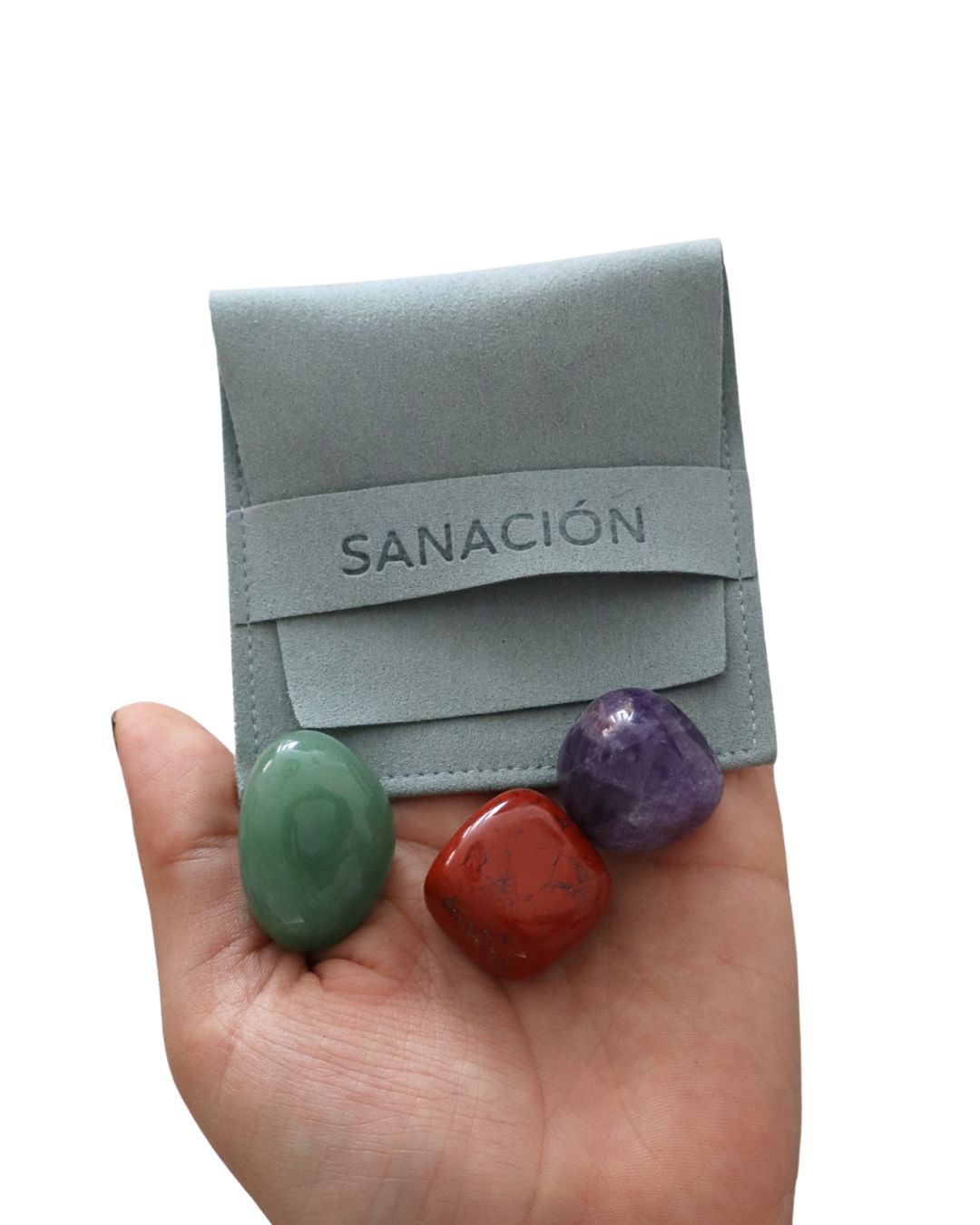 Kit cristales de sanación: jaspe rojo, amatista y aventurina