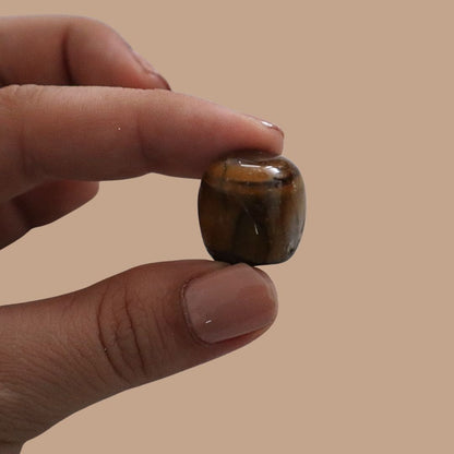 Piedra Ojo de tigre pulida, brillo tornasolado café y dorado - Teraviva