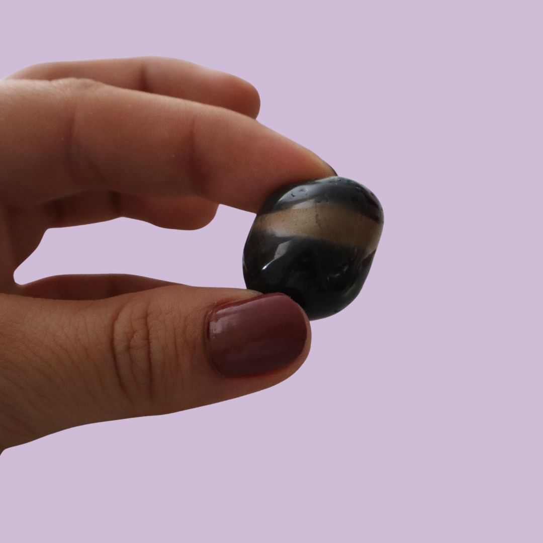 Ónix negro piedra rodada para la protección y el enfoque