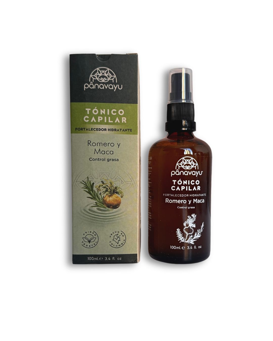 Tónico capilar natural Panavayu anticaída, frasco spray ámbar 100 ml